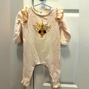 Mudpie size 9-12 months floral turkey one-piece